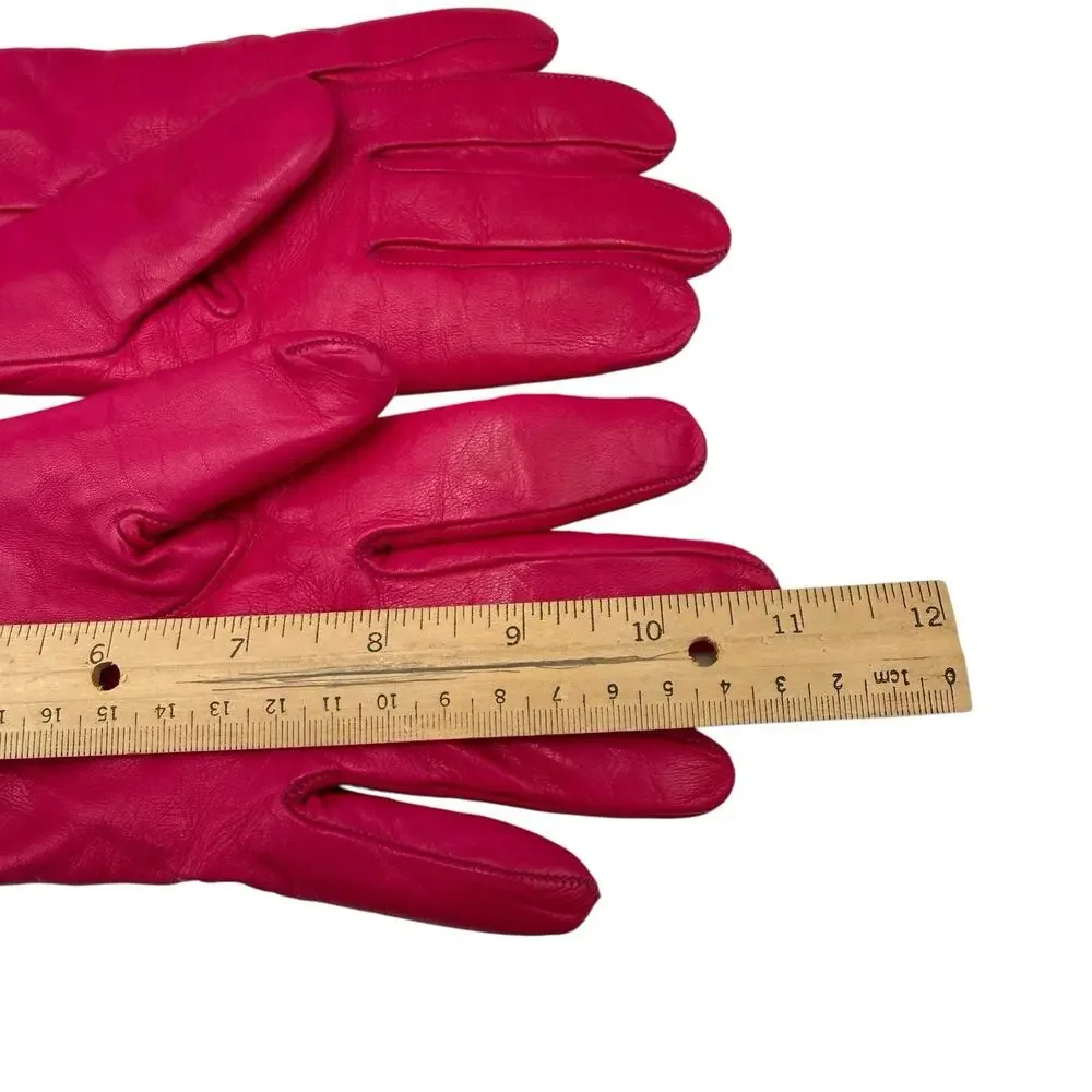 Sermoneta Women's‎ Bright Pink  Leather Cashmere Lined Made Italy Vtg Sz 7.5 EUC